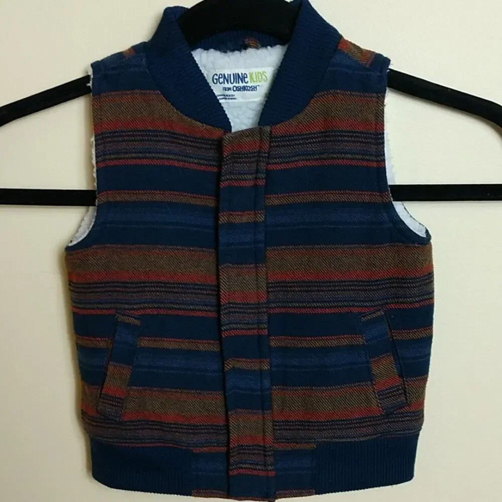 Oshkosh Sherpa Lined Striped Vest size 12 Months